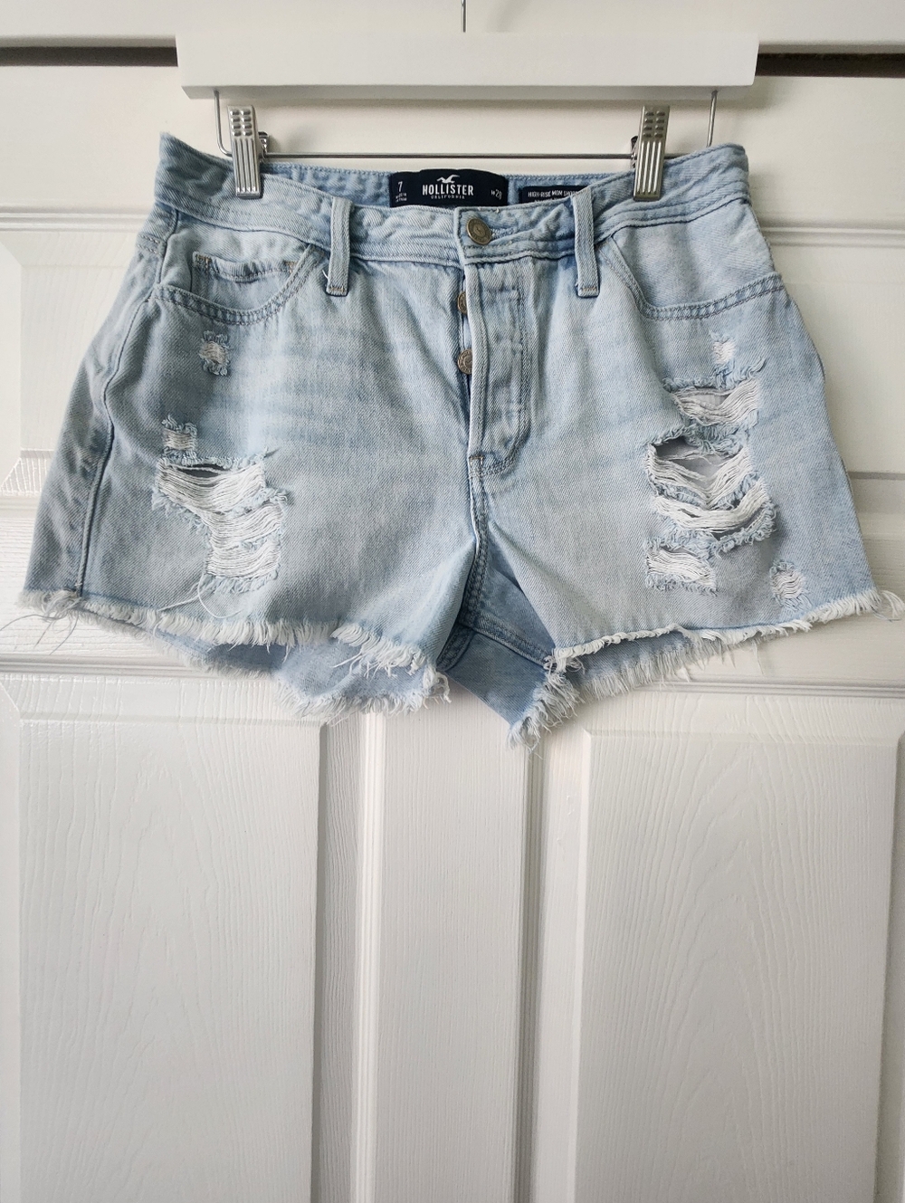 Hollister Pale Blue Distressed Denim Cutoff Shorts - 28/7